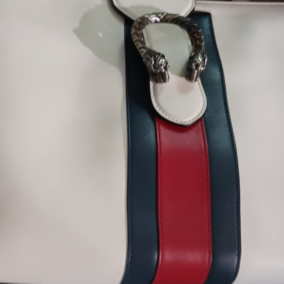 Gucci Dionysus medium web stripe top handle white red blue leather crossbody - Picture 3 of 12